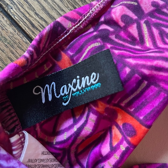 Maxine of Hollywood One Piece Swimsuit Retro Style Shirred Girl Leg Psychedelic - Picture 8 of 15